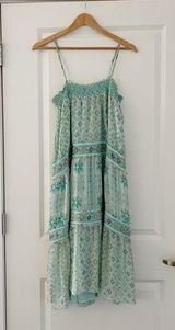 Calypso St. Barth Carstens Tiered Silk Midi Dress Prism Metallic Photo 0