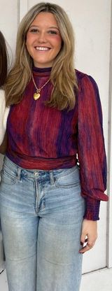 Bailey Long Sleeve Multi Color Shimmer Top Size S  Photo 0