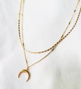 Gold Layered Chains Crescent Moon Necklace - New Photo 0
