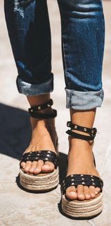 Black Studded Espadrilles Size 5.5 Photo 0