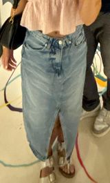 H&M Long Jean Skirt Denim Light Wash Photo 0