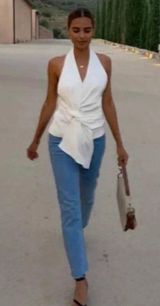 Linen Blend Halter Top Photo 0