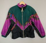 Vintage Jacket Women's Windbreaker Green Purple Geometric Celestial Flaws Medium Photo 0