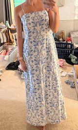 1. State Long Blue + White Dress Photo 0