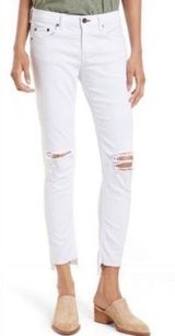 Rag and Bone  White Distressed Dre Capri Pants Photo 0