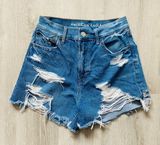 American Eagle Outfitters Highest Rise '90s Boyfriend Short Blue Sz 00 Photo 0