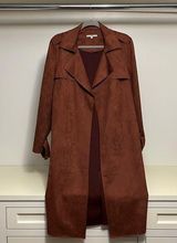 Belted Vegan Suede Belted Trench Coat Size L Photo 0