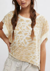 Free People Movement My Time Tee Print in Raving Leopard Dune Large NWOT RT $58 Tan Photo 0