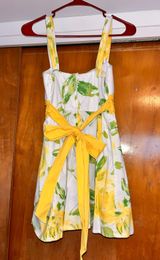 Mini Sundress Floral Linen Yellow And Green Photo 0