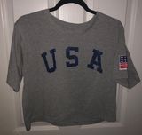SheIn Cropped USA Tee Photo 0