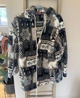 Vintage 90s Northern Star Woodland Fleece Pile Zip Up Hoodie Black Size XL Photo 0