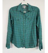 Vintage Wrangler Wrancher Teal Long Sleeve Snap Up Western Shirt Women’s L Rodeo Photo 0