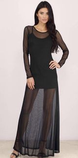 Tobi Black Mesh Maxi Dress Photo 0