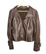 Zenobia Chocolate Brown 100% Leather Italian Moto Jacket 6 Photo 0