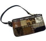 Vintage 90s Coach Patchwork Leather Suede Wristlet Wallet Brown Gold Hardware Photo 0