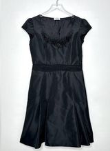 Moschino Floral Beaded Appliqué Taffeta Black A-line Cocktail Dress Size 12 NWT Photo 0