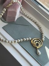 Vintage Napier 18K Art Deco Swirl Beaded Pearl Teardrop Art Deco Luxe  Necklace  Photo 0