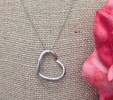 Vintage Sterling Silver Chain and Open Heart Pendant Necklace 18" Valentine Gift Photo 0