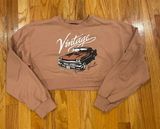 Cropped Tan Vintage Car Sweater Photo 0