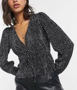 ZARA Polka Dot Pleated Blouse Photo 0
