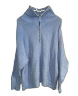 Aerie Turtle Neck 3/4 Zipper Ribbed Blue Oversized Sweater Size Medium Photo 0