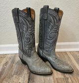 Texas All American Made Womens 7.5D Cowboy Western Boots Stitching Cowgirl Gray Size 7.5 Photo 0
