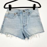 Madewell Women's Relaxed Denim Raw Edge Hem High Waisted Cotton Jean Shorts 26 Photo 0