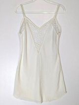 Victoria's Secret Gold Label Silky Short Nightie White Lace Spaghetti Straps M Photo 0