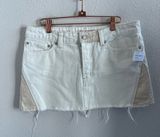 NWT Free People We the Free Patched Up Ivory Skirt Denim Neutral Boho 28 Photo 0