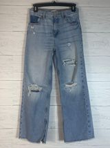 wide leg jeans side slits frayed hem distressed  13-14 juniors Photo 0