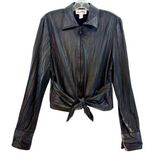 Joseph Ribkoff  Size 12 Black Blouse Jacket Waist Tie Zip Up Shimmer Vintage Photo 0