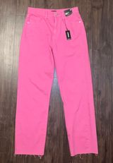 Hot Pink Straight Ankle Jeans Photo 0