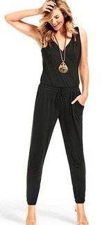 CAbi 312 Wrap Front Sleeveless Jersey Jogger Jumpsuit Black XS Photo 0