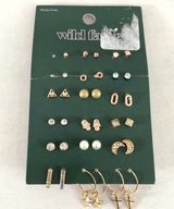 Wild Fable Stud Earring Set 16 Pair Gold Tone Photo 0