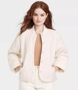 Universal Thread Quilted Cream Bomber Jacket Photo 0
