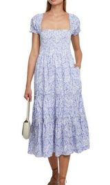 o.p.t Square Neck Smocked Maxi Dress Light Purple Floral M Size M Photo 0