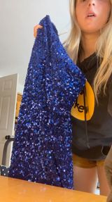 Blue Sequin Mini Dress Size 2 Photo 0