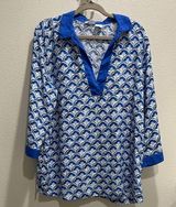Blue Patterned Women's Top Photo 0