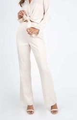 Kittenish Off White Satin Pants Photo 0
