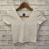 Women’s  white short sleeve v-neck crop top t-shirt Size XS Photo 0