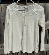 LC Lauren Conrad Cream Lace Long Sleeve Top Blouse XS Photo 0