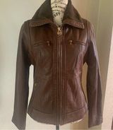 Michael Kors faux fur-trimmed leather jacket Size M Photo 0