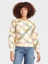 Universal Threads quilted pullover cream fair isle size XS Photo 0