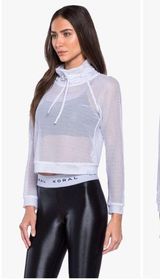 Koral  Women’s Pump Open Mesh Cropped Pullover Top  In White Size Large GUC Photo 0