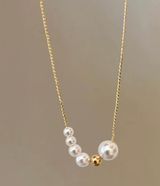 Elegant White Pearl Necklace Gold Photo 0