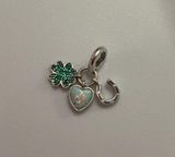 Pandora Four Leaf Clover, Heart and Horseshoe Triple Dangle Charm Photo 0