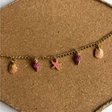 Gold and Pink Seashell Charm Bracelet Photo 0