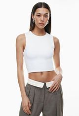 Babaton Contour Muscle Tank in White Crewneck Cropped Tank Photo 0