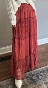 Boutique Bohemian Clay lace maxi skirt  Photo 0