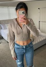 Cropped Tan Zip Up Photo 0
